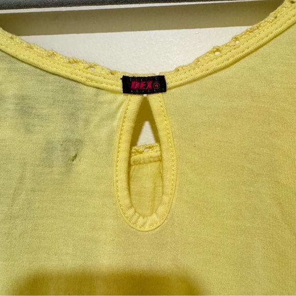 Women’s Y2K Dex Brand Yellow Lettuce Trim Flowy Soft Summer Tank Top Size: L - Picture 12 of 15